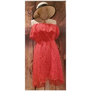 Off Shoulder, High-low Lace Dress  Sz 9/10